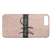 Monogram Burlap Linen Rustic Jute Case-Mate iPhone Case (Achterkant (Horizontaal))