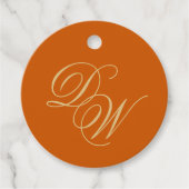 Monogram Burnt Sinaasappel Bruiloft Eenvoudig Goud Bedankjes Labels (Voorkant)