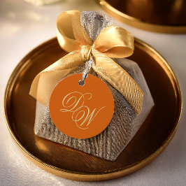Monogram Burnt Sinaasappel Bruiloft Eenvoudig Goud Bedankjes Labels