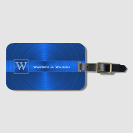 Monogram Business Executive Style - Blauw wit Bagagelabel