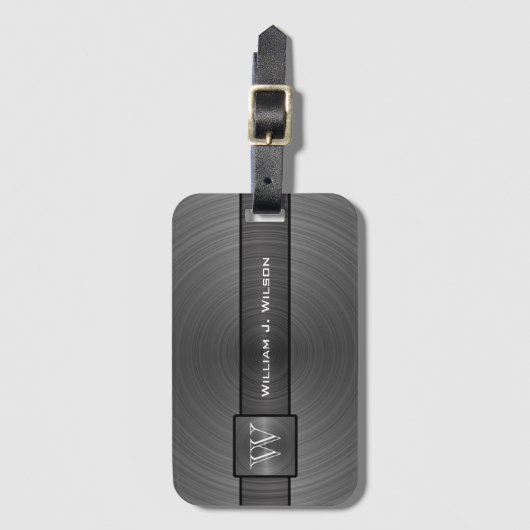 Monogram Business Executive Style - Grijs zwart Bagagelabel (Voorkant (verticaal))