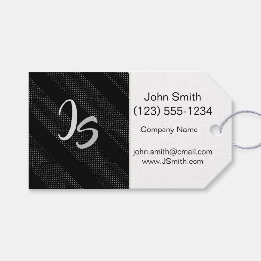 Monogram Business Geometric Trendy Black Pattern Cadeaulabel (Voorkant (Horizontaal))