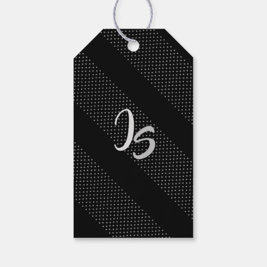 Monogram Business Geometric Trendy Black Pattern Cadeaulabel (Achterkant)