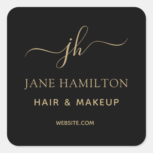 Monogram Business Logo Square Sticker (Voorkant)