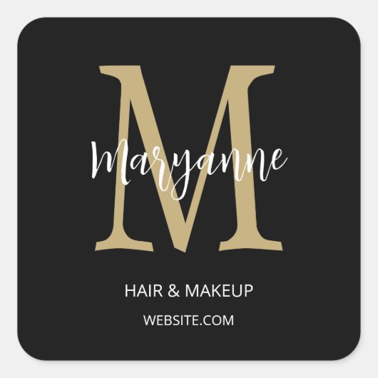 Monogram Business Logo Square Sticker (Voorkant)