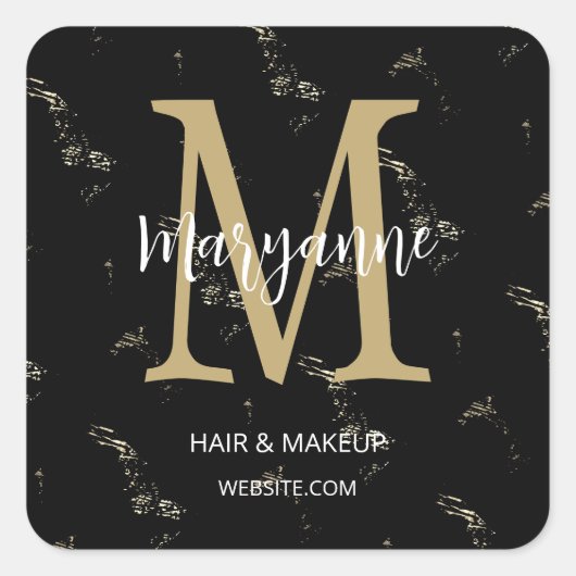 Monogram Business Logo Vierkante Sticker (Voorkant)