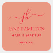 Monogram Business Logo Vierkante Sticker (Voorkant)