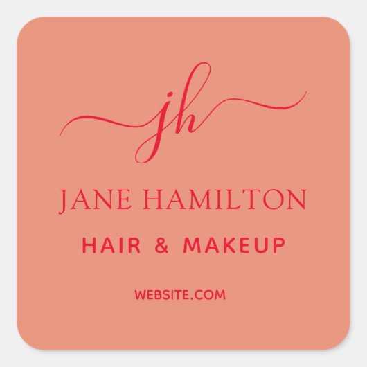 Monogram Business Logo Vierkante Sticker (Voorkant)