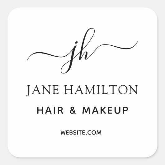 Monogram Business Logo Vierkante Sticker (Voorkant)