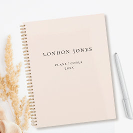 Monogram Business Planner Eenvoudige Naam Blush Pi