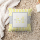Monogram Butter Yellow Polka Dot Baby Pillow Kussen (Deken)