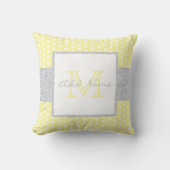 Monogram Butter Yellow Polka Dot Baby Pillow Kussen (Voorkant)