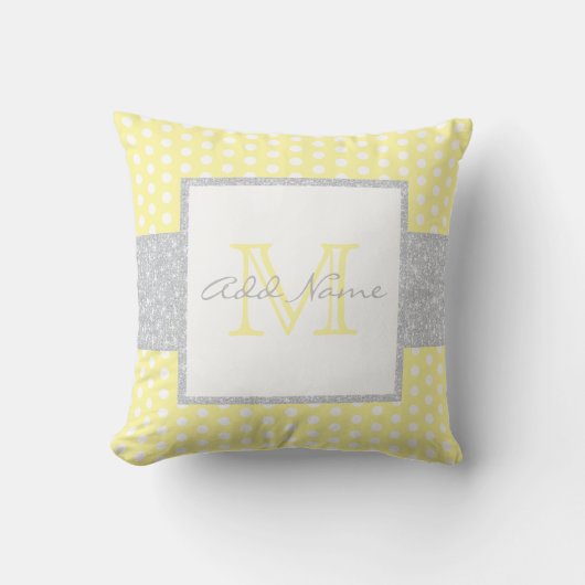 Monogram Butter Yellow Polka Dot Baby Pillow Kussen (Voorkant)