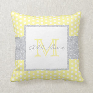 Monogram Butter Yellow Polka Dot Baby Pillow Kussen