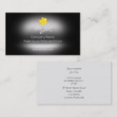 Monogram Buttercup Flower, metal-look Visitekaartje (Voorkant / Achterkant)