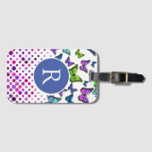 Monogram  Butterflies en Stippen Bagagelabel (Voorkant (horizontaal))