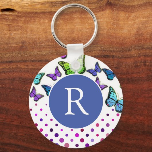 Monogram  Butterflies en Stippen Sleutelhanger (Voorkant)