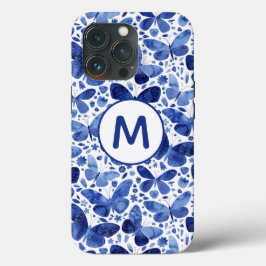 Monogram Butterfliy Waterverf Blue Case-Mate iPhone 14 Hoesje