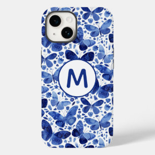 Monogram Butterfliy Waterverf Blue Case-Mate iPhone 14 Hoesje