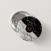Monogram Button met zwarte witte marmer (Voorkant /achterkant)