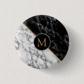 Monogram Button met zwarte witte marmer (Voorkant)