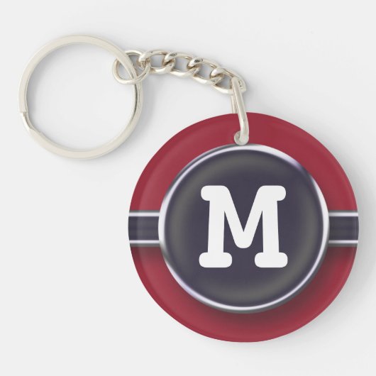 Monogram Button schrijfmachine Sleutelhanger (Voorkant)