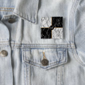 Monogram Button Zwart wit Check Marble (In situ)