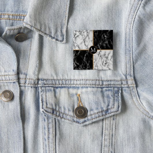 Monogram Button Zwart wit Check Marble (In situ)