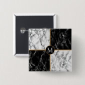 Monogram Button Zwart wit Check Marble (Voorkant /achterkant)