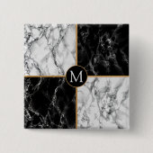 Monogram Button Zwart wit Check Marble (Voorkant)
