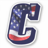 Monogram C Amerikaanse vlag C Initiaal Verenigde S Sticker (Voorkant)