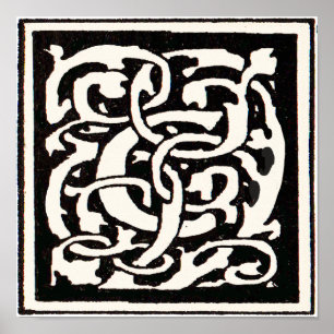 Monogram C Art Nouveau Letter Poster