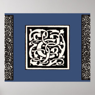 Monogram C Art Nouveau Letter Poster