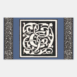  Monogram C Art Nouveau Letter Rechthoekige Sticker