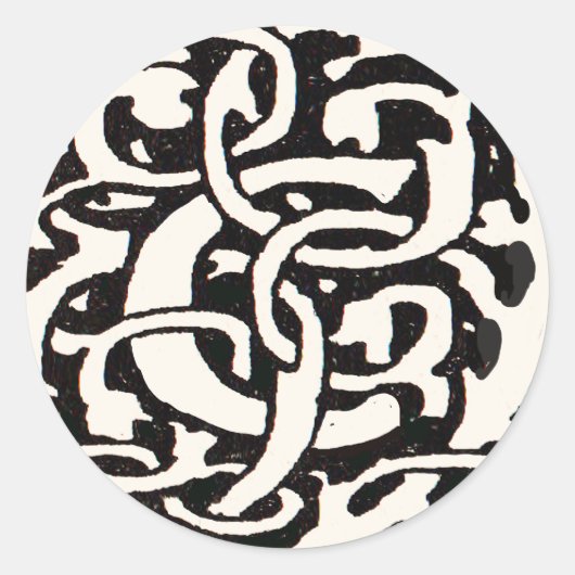  Monogram C Art Nouveau Letter Ronde Sticker (Voorkant)