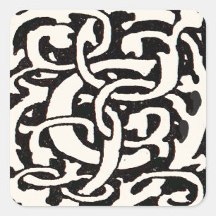 Monogram C Art Nouveau Letter Vierkante Sticker