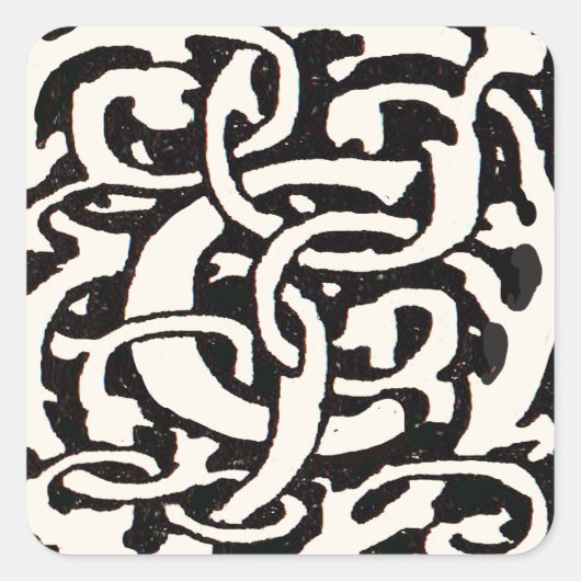  Monogram C Art Nouveau Letter Vierkante Sticker (Voorkant)