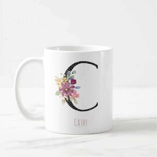 Monogram C Bloemennaam Stippen Koffiemok (Links)