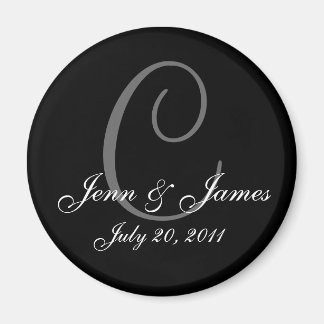 Monogram C bruiloft bruid bruidegom datum magneet