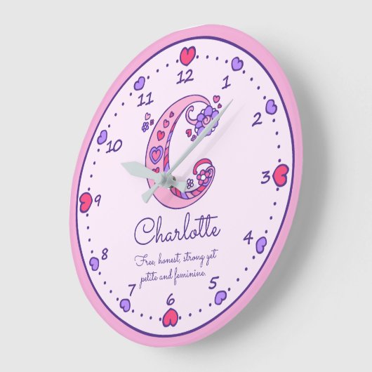 Monogram C Charlotte harten naam: klok (Hoek)