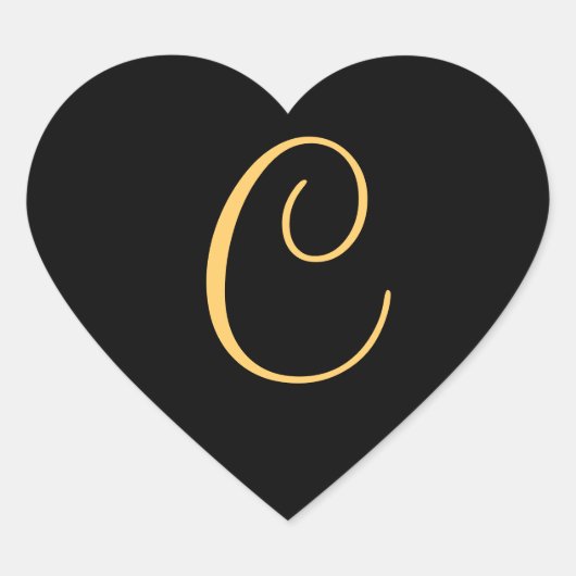 Monogram C, goudkleurig initiaal C Hart Sticker (Voorkant)