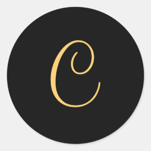 Monogram C, goudkleurig initiaal C-schrift Ronde Sticker