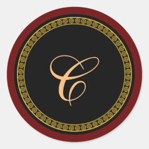 Monogram "C" goudkleurig script Ronde Sticker