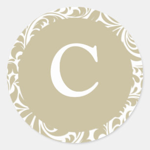 Monogram C Grijze zilver en wit nodigt stickers ui