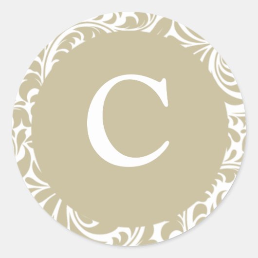 Monogram C Grijze zilver en wit nodigt stickers ui (Voorkant)