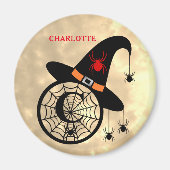 Monogram C Halloween Sky Witch Spiders Naam Magnet (Voorkant)
