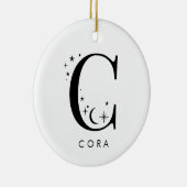 Monogram C Hemelse Naam Keramisch Ornament (Rechts)