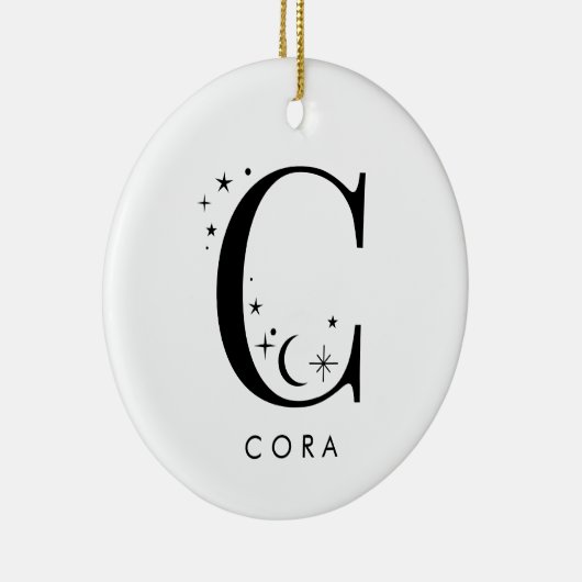 Monogram C Hemelse Naam Keramisch Ornament (Rechts)