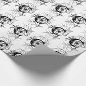 Monogram C Initiaal Black en White Floral Pattern Cadeaupapier (Hoek)