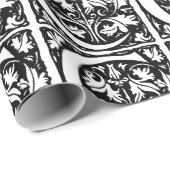 Monogram C Initiaal Black en White Floral Pattern Cadeaupapier (Rol Hoek)